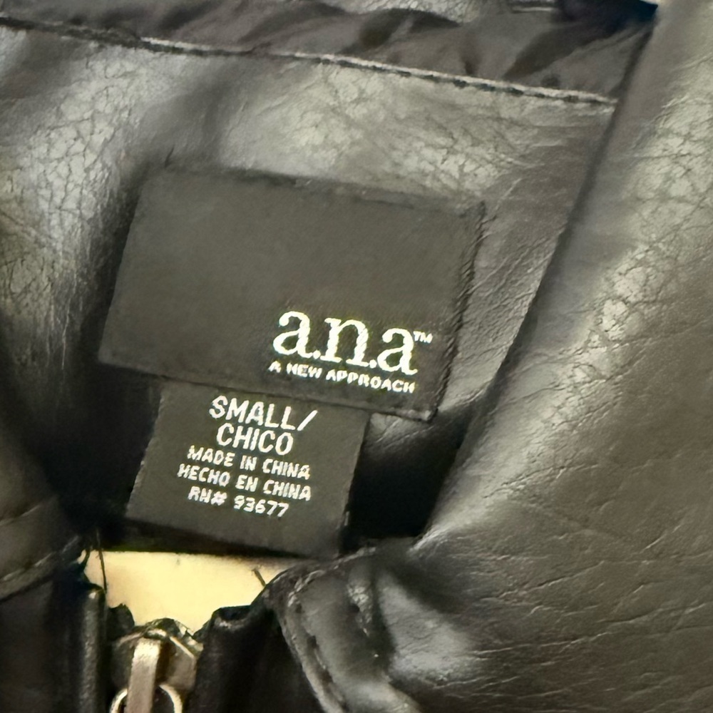 A.N.A Quilted Black Faux Leather Moto Jacket Zip Up Women’s Capsule Office Small - Picture 7 of 9